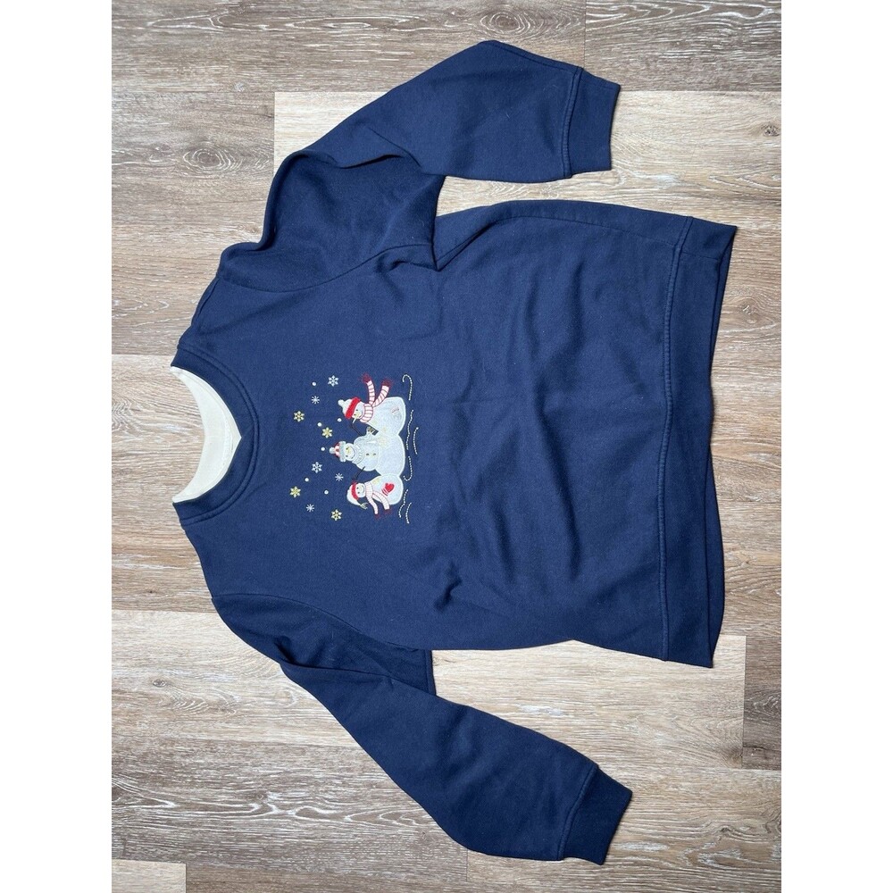 Blue Christmas Sweater Grandma Size Large Snowmen
